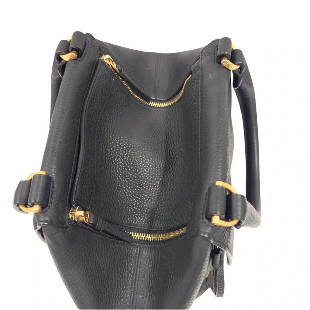NWOT Tory Burch Black Half Moon Satchel with Gold Accents - Picture 3 of 5